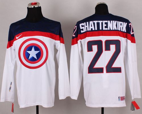 Olympic Team USA #22 Kevin Shattenkirk White Captain America Fashion Stitched NHL Jersey